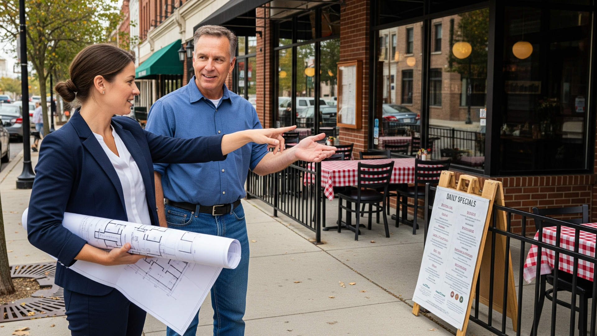 two people doing town planning in an office